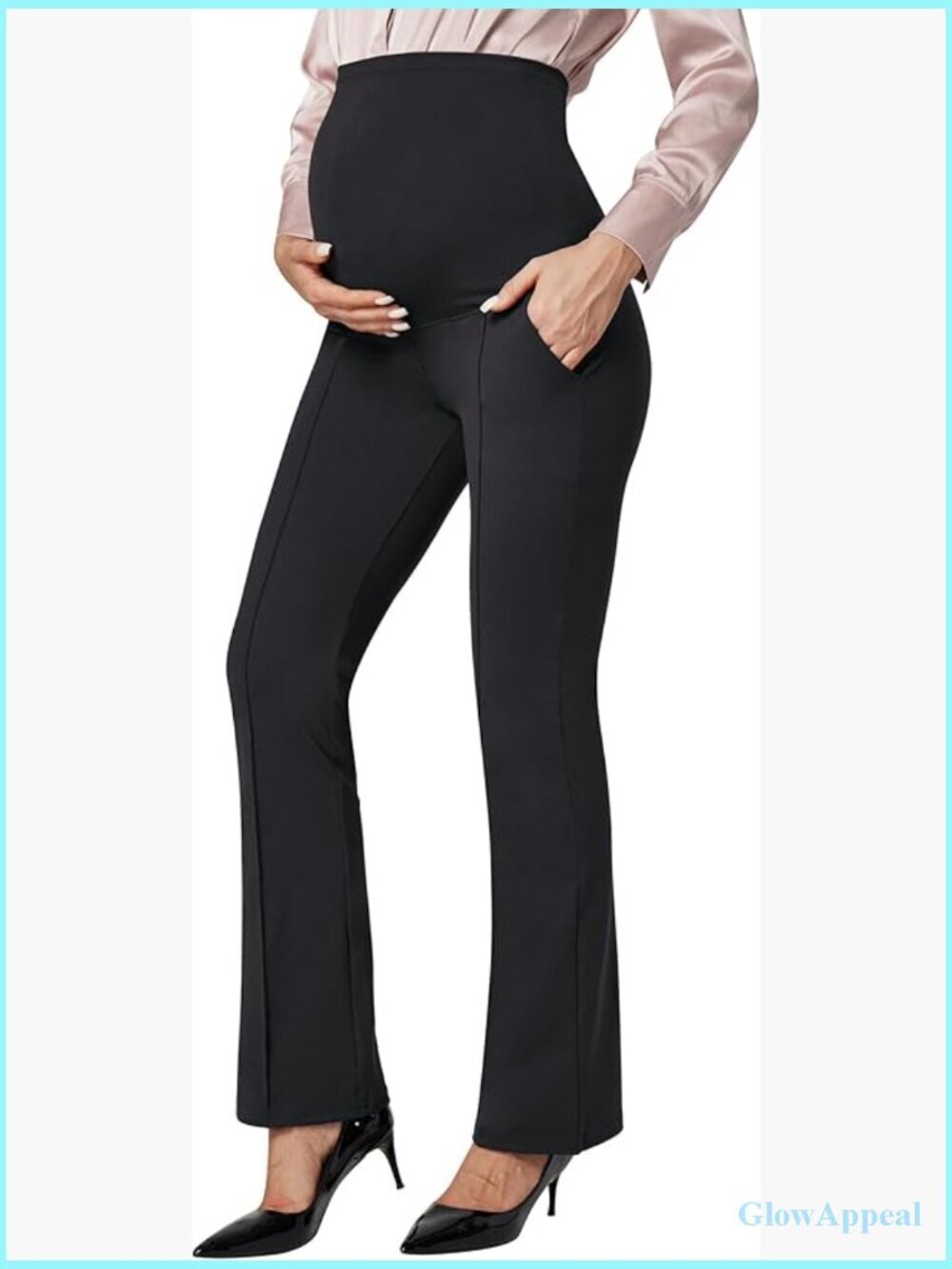 Stretchy Maternity Bootcut Pants with Pockets for Work